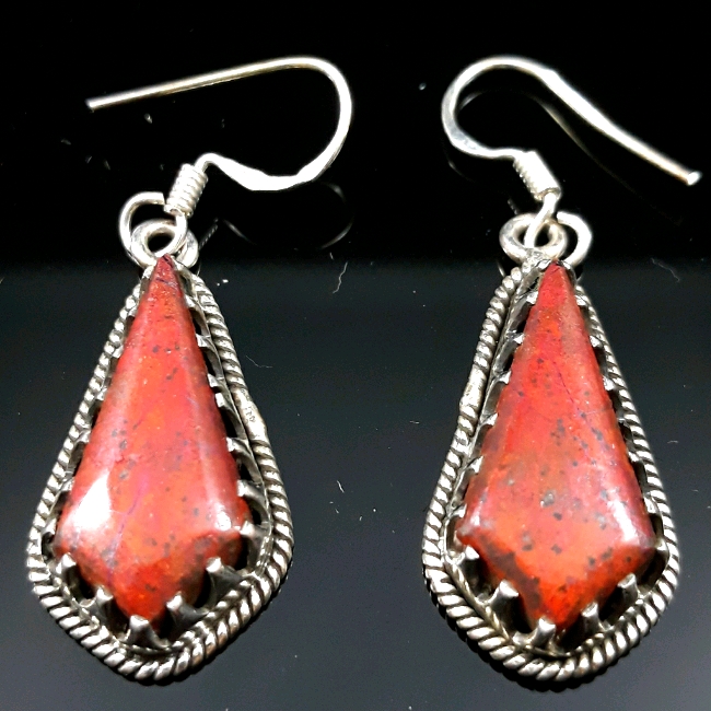 Red Sonora Stone .925 Silver Earrings